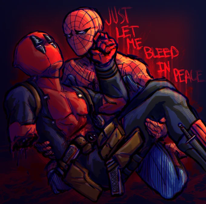 Baby, just let me bleed in peace. #SpiderMan #Deadpool #spideypool 