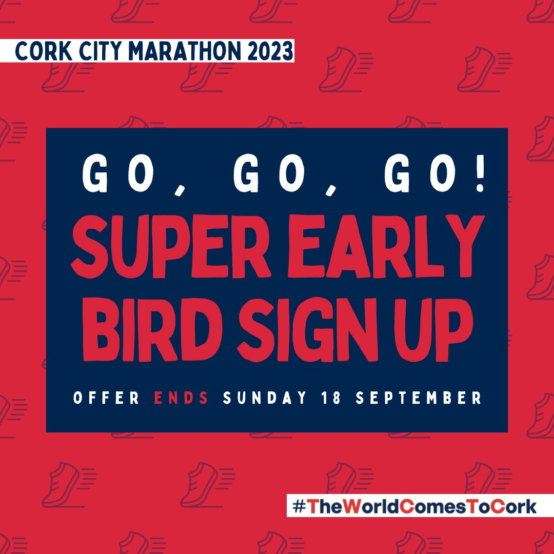 TheCorkMarathon's tweet photo. π You won't get #CorkCityMarathon23 tickets at a better price than right now (+ it's a great Christmas gift π) ! So this is your reminder to grab your SUPER EARLY BIRD tickets now ππΌββοΈ
π https://t.co/4cVFtCdcsc
#MarathonSignUp | #IrishMarathon | #TheWorldComesToCork https://t.co/AsLe0ENbJo