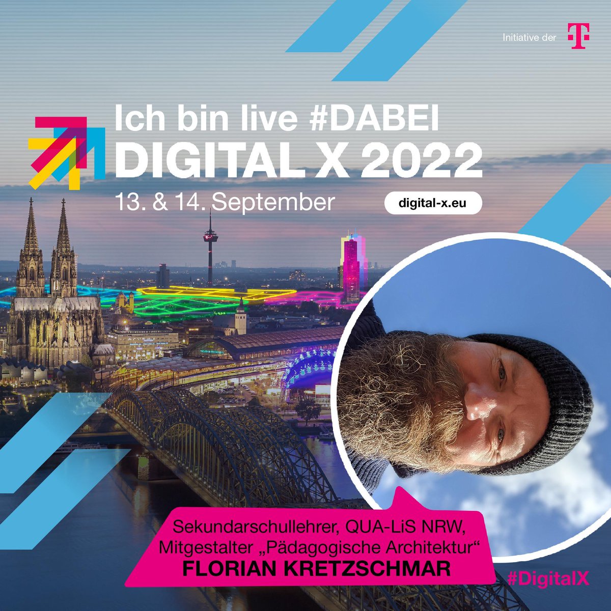 lernraum_ent's tweet photo. Am Dienstag bin ich auf der #DigitalX in #Kölle am #Rhing unterwegs und auch live #DABEI 🎉
Ab 15:45 Uhr sitze ich als Mitgestalter des Projekts Pädagogische Architektur @qualisnrw mit @VS_AxelHaberer auf der Bühne im Telekom #Brandhouse #Themenpavillon Digitale Bildung. 1/3 https://t.co/dKWYOO102Z