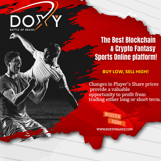 Doxy Finance (@doxyfinance) on Twitter photo The Best Blockchain & Crypto Fantasy Sports Online platform!
Buy Low, Sell High!!
Changes in Player's Share prices provide a valuable opportunity to profit from trading either long or short term. 
✅Register Today👉doxyfinance.com
#blockchain #decentralized #finance The Best Blockchain & Crypto Fantasy Sports Online platform!
Buy Low, Sell High!!
Changes in Player's Share prices provide a valuable opportunity to profit from trading either long or short term. 
✅Register Today👉doxyfinance.com
#blockchain #decentralized #finance