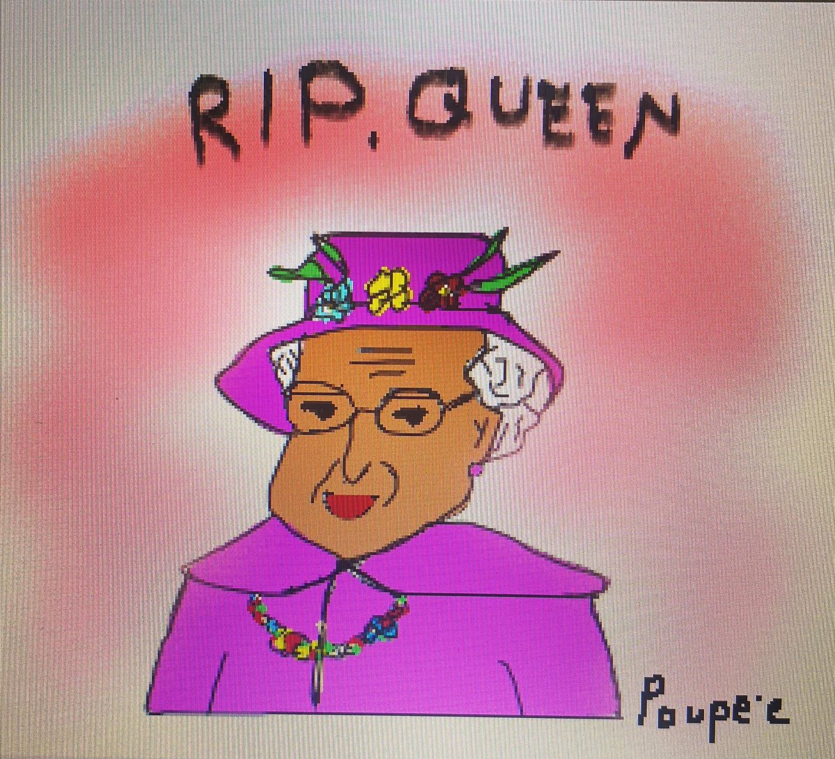 poupemz's tweet photo. ว่างๆเลยวาดเล่น 🎨 #QueenElizabethII  RIP. https://t.co/uRFTvGc3R9