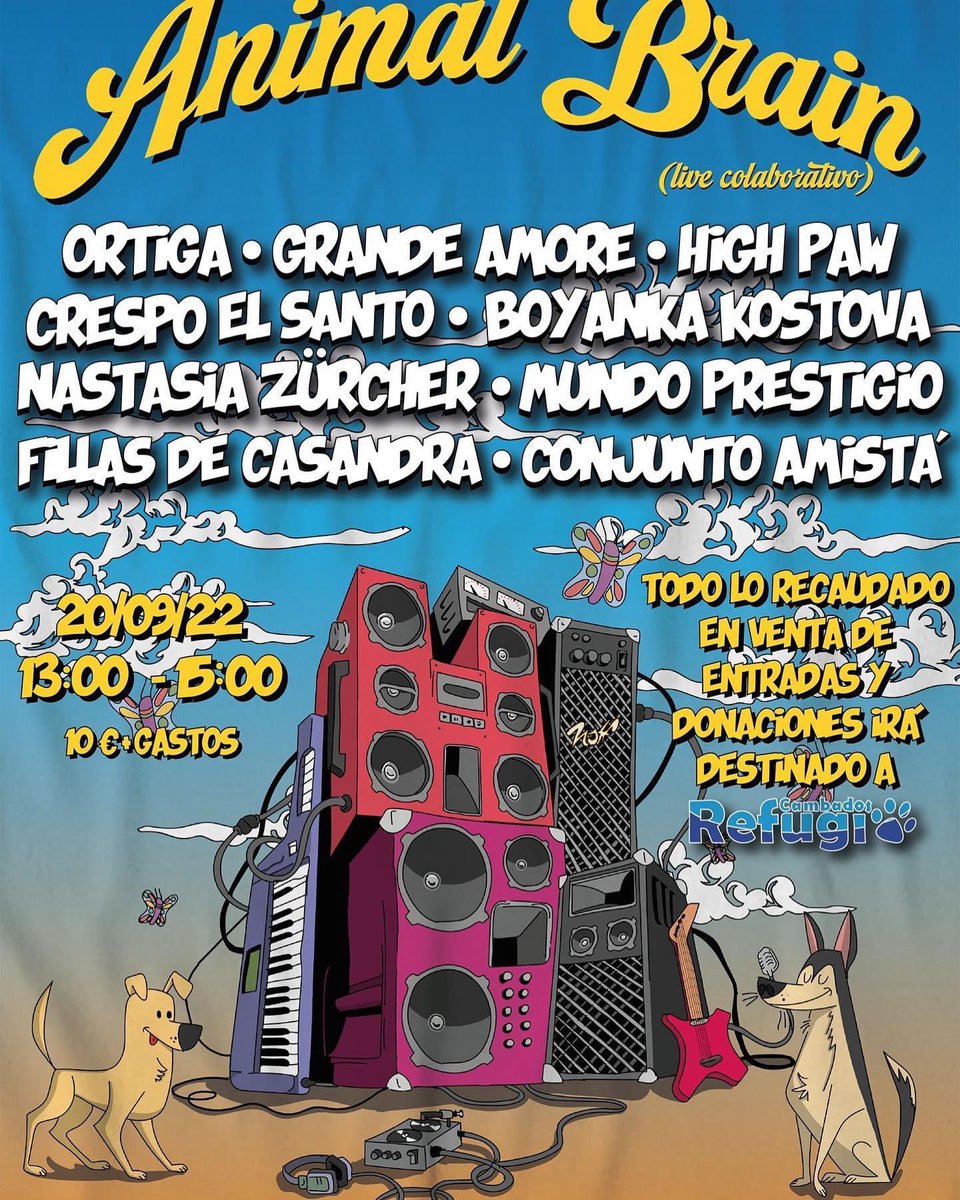 gal_concierto's tweet photo. El 20 de septiembre #animalbrain en @nauticoSV de O Grove a favor de @RefugioCambados con #ortiga @Grande_Amore_OG @NastasiaZurcher #highpaw @boyankakostova @MundoPrestigio @fillasdecassmp3 y #conjuntoamista , info: https://t.co/lfT0Rd9khx https://t.co/FG8gEoF0JS