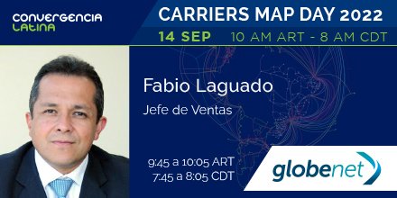 ConvergenciaGrp's tweet image. #CarriersMapDay22 🌐
¡Confirmada la presencia de #GlobeNet en el panel &quot;La infraestructura digital latinoamericana para los próximos 15 años&quot;!
🔴 Súmese al evento gratis 👇us06web.zoom.us/webinar/regist…