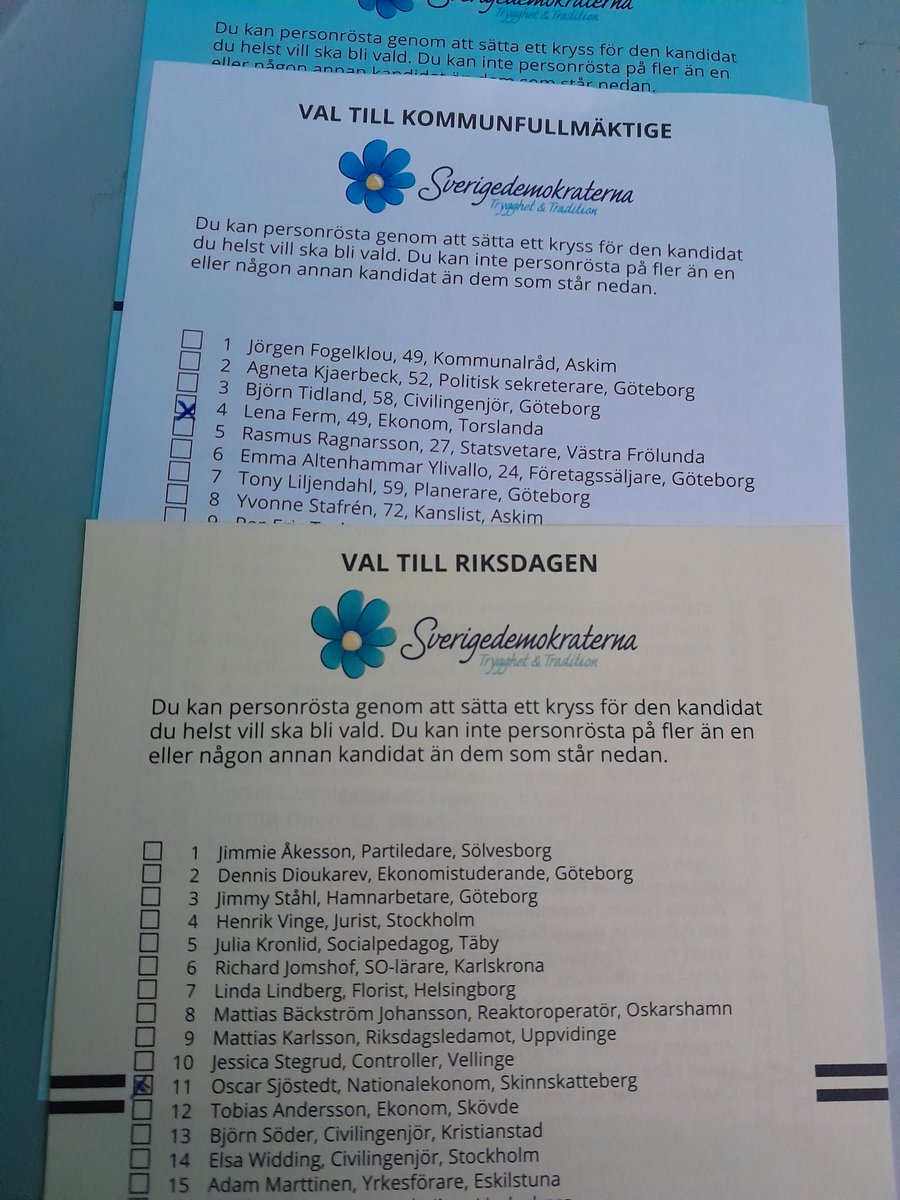 <a href="/OscarSjostedt/">Oscar Sjöstedt</a> <a href="/Kaptenskog/">Sjömannen</a> Röstade precis och du fick mitt kryss med🇸🇪