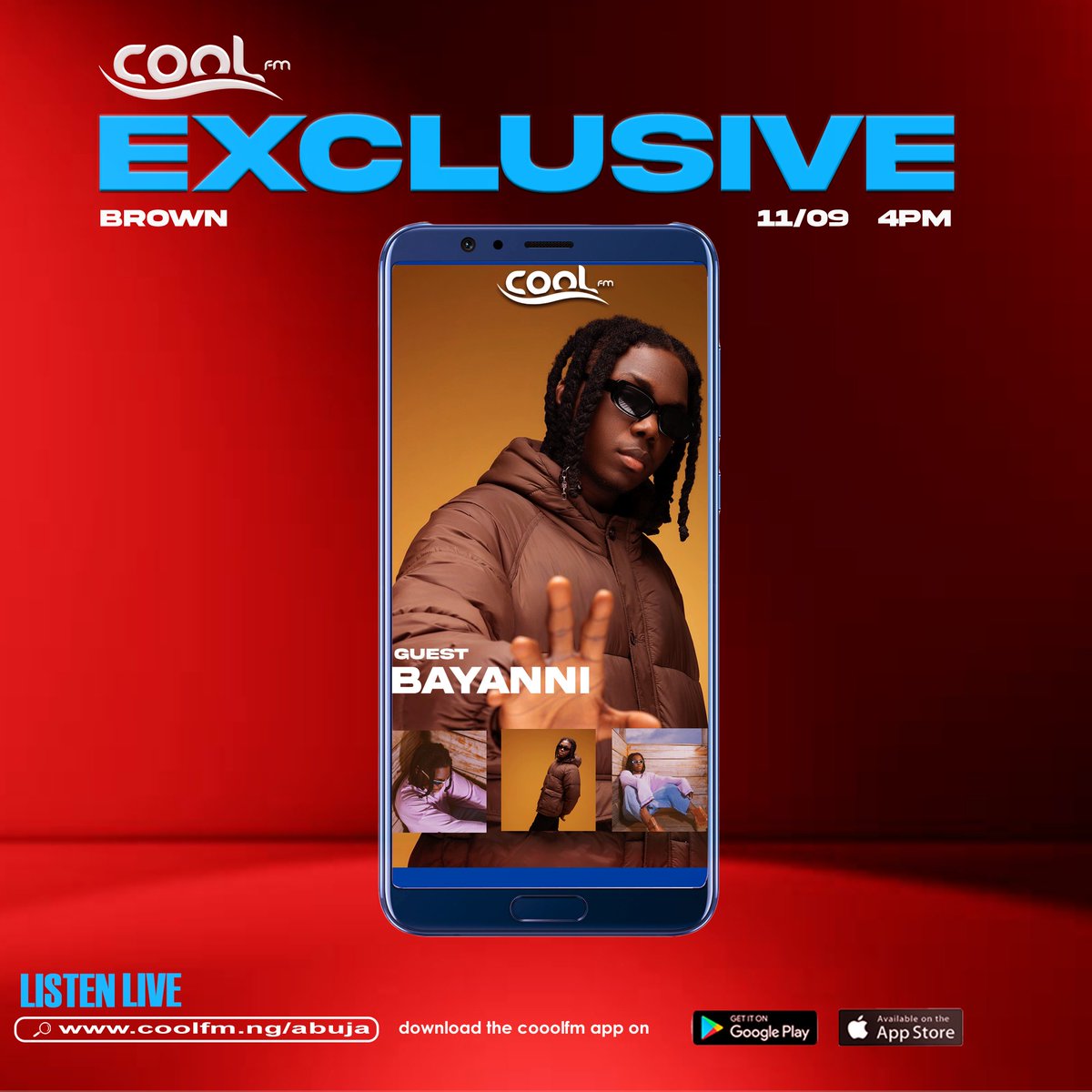 CoolFMAbuja's tweet photo. Someone new and fresh is going to be in the studio today!
@itsbayanni will be cooling with @itsdmrbrown on the #weekendroadshow
Don't miss out on the fun, listen live with the Cool FM app or go to https://t.co/ibblOMS89f.
#theoracle
#bayannike
#artist
#music
#coolfm969 https://t.co/ah3RWrU8nQ