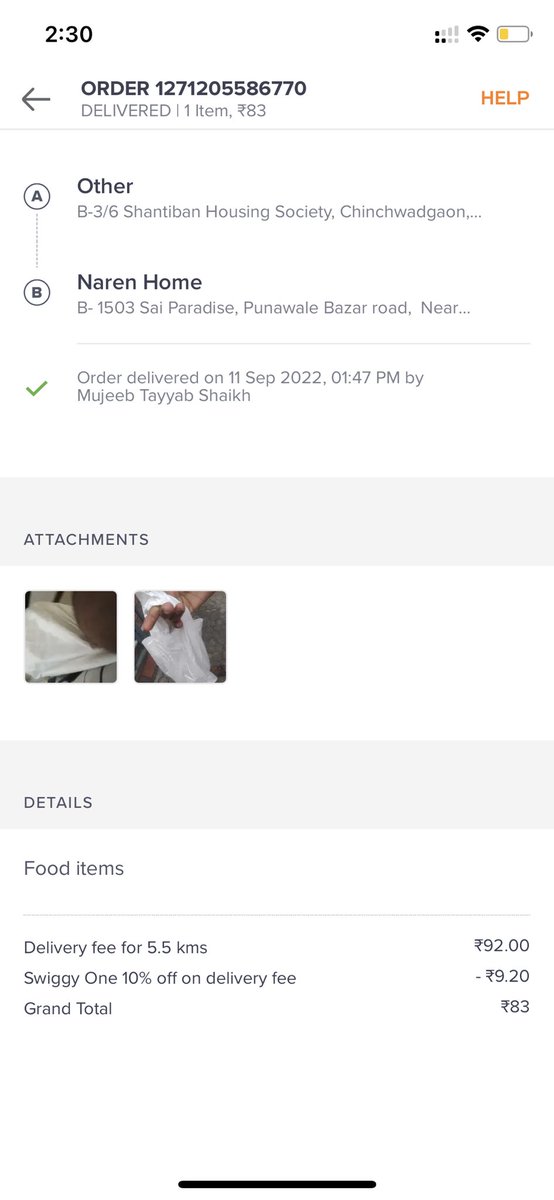 ashutosh1011's tweet photo. @Swiggy Totally cheated today by Swiggy Geanie.. The delivery boy stole my parcel and kept lying about it. This will be taken up till consumer court and @Swiggy will have to compensate for my losses. Fake delivery picture posted by the delivery guy and shamelessly declining. https://t.co/pXC9T08kCd