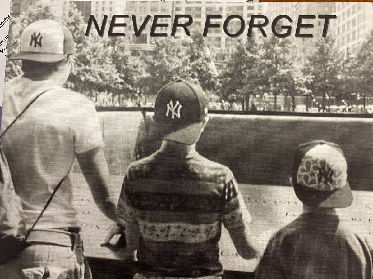 jodyists's tweet photo. 9/11/01 - Please take a moment to pay your respects for all who died, and continue to suffer after the horrible attack on our country. This is one of my favorite pics of our boys looking into the reflection pools where the trade center stood. #neverforget https://t.co/3ZlBGgRrKQ