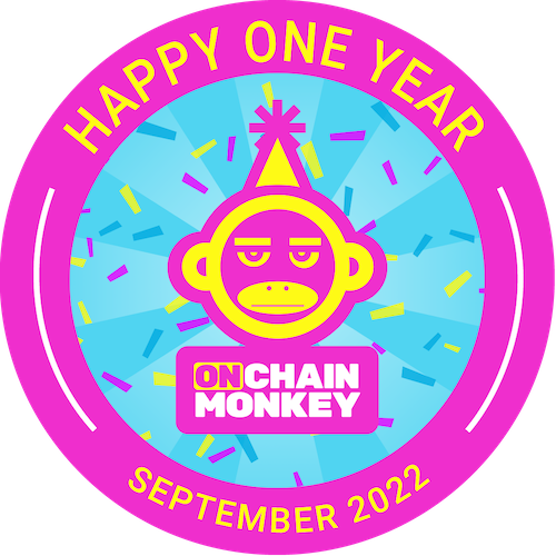 TheWayfarerBTC's tweet photo. Woohoo ! It's @OnChainMonkey #OCM1year celebrations time ๐ฅณ๐ฅณ Monkeys have come a long way from where we began and have a long way to go designing and creating the amazing monkeyverse. Super excited to see what unfolds in the 2nd year ! #GoMonkeys #RISEForever https://t.co/tXQZf9niBS