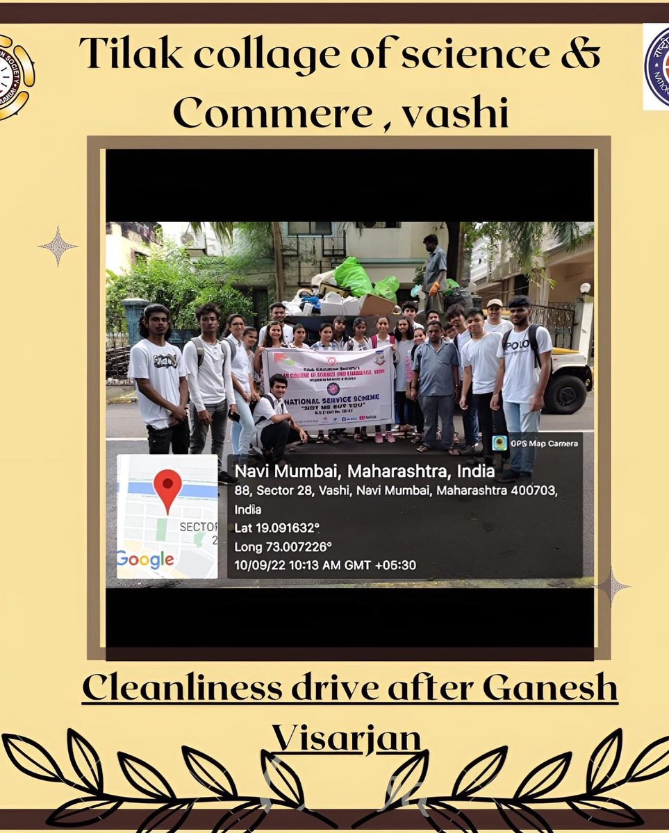 NssTilakVashi's tweet image. *Trash looks good in dustbins and places look good with hygiene*🐢♻️

Post Ganesh chaturthi cleanliness drive

Date : 10 September 2022

#cleanlinessdrive #NSS #letscleanindia #goecofriendly  #NSSindia #Tilakcollege  @YASMinistry @swachhbharat @_NSSIndia @nss_uom @MaharashtraNSS