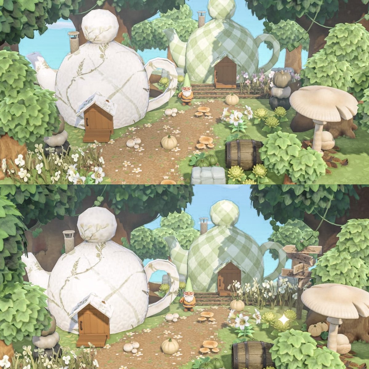Maryforsythia's tweet photo. Spent my whole weekend making these teapot cottages 🫖🍃 

I’m so excited to continue to learn and to make more fairytale concept cottages 🌷🏠🌷

#acnhmods #acnh #acnhmod
#acnhmodding #acnhdesign #acnhdesigns https://t.co/FV8qh8N5HJ
