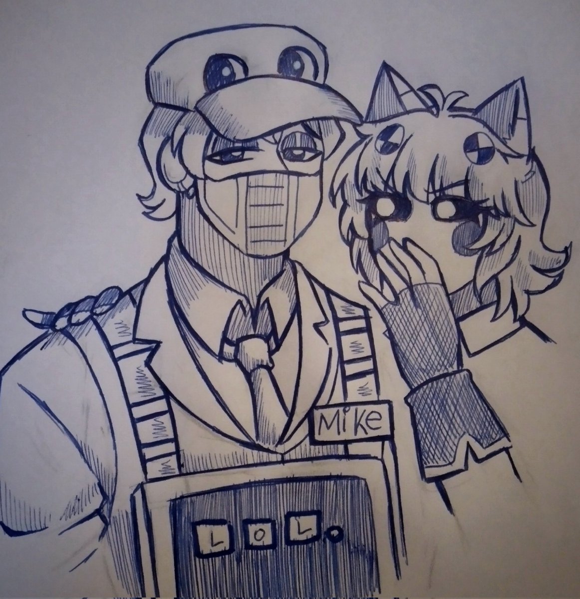 GraceValac's tweet image. Handunit and Lolbit 
#FNAF #fnafhuman #TraditionalArt #Lolbit #SisterLocation