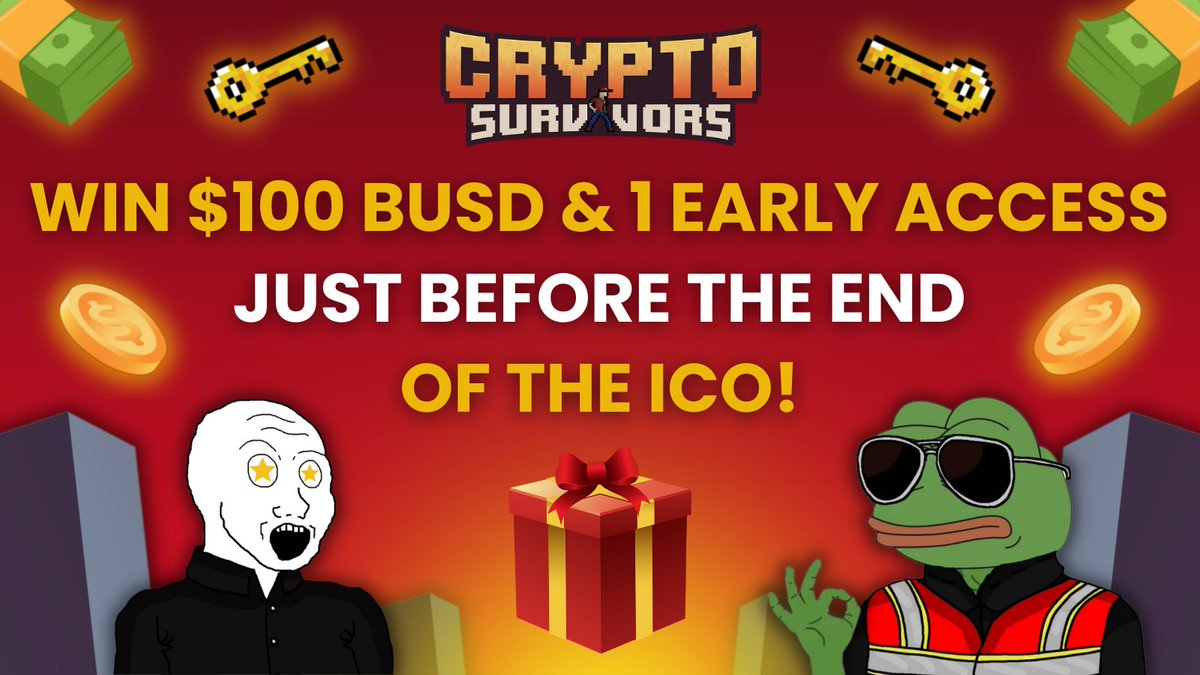 cryptosurvivors's tweet photo. 🎁WIN $100 BUSD &amp; 1 EARLY ACCESS🤩

Over $300k already raised!✅
ICO ends in 24 hours🚨

LAST CHANCE to win before the end👇

🥇Follow @cryptosurvivors

🥈Like + RT❤️

🥉Tag 3 friends

Get your $SRV before it's too late…⏱

➡️https://t.co/gbATyRkAZW

#P2EGame #P2E #PlayToEarn https://t.co/AcNMUDn2Fi