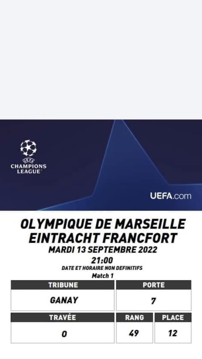 tarboureich's tweet photo. Salut la #TeamOM, je vends une place en ganay pour le match de mardi contre Francfort, bien sûr la place ne sera pas vendu à un supporter de Francfort, @biloEntraide @OM_LeReseau rt svp 🙏 https://t.co/mSwP2ujbq6