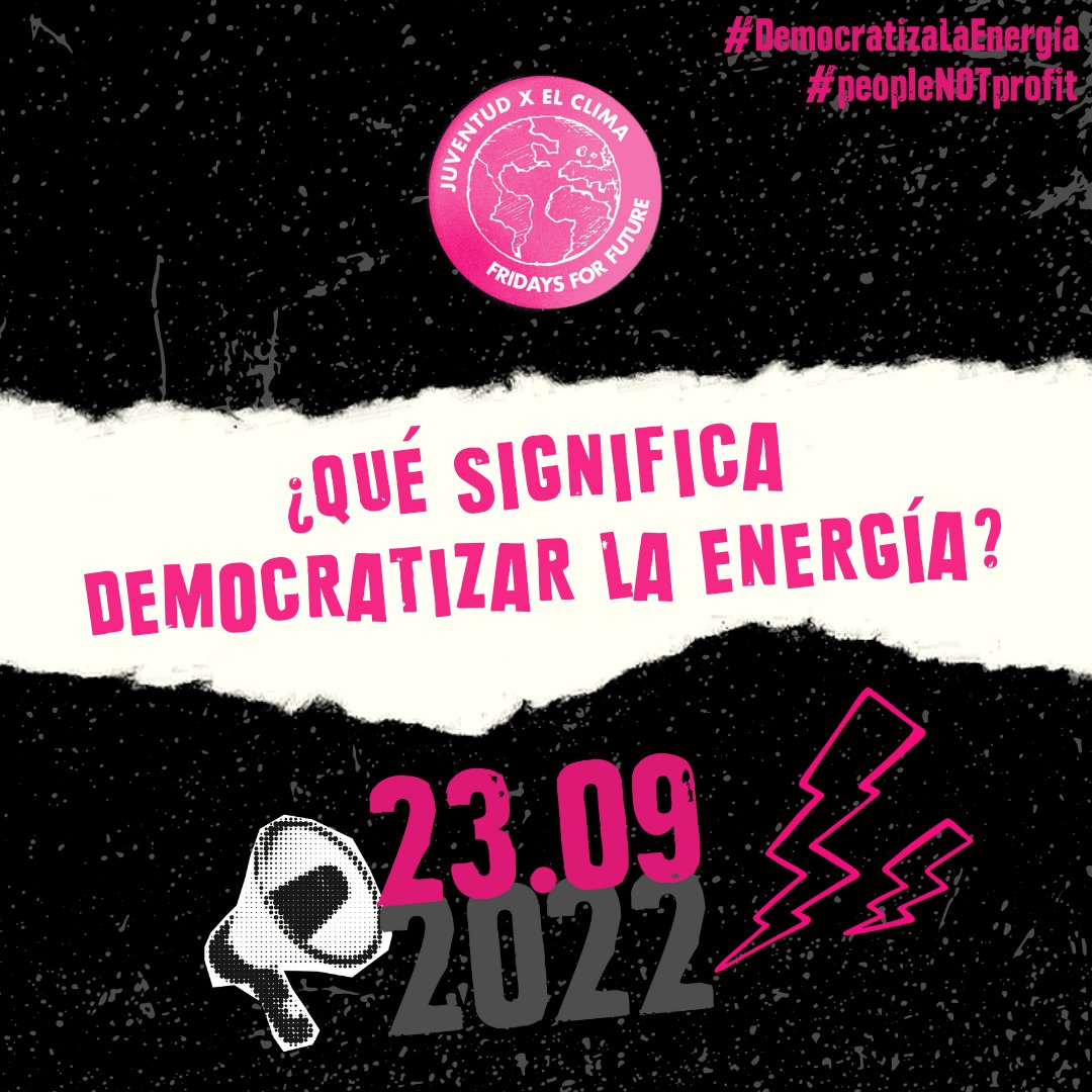 El viernes 23 de septiembre salimos a la calle contra la #CrisisClimática y #CrisisEnergética bajo el lema #DemocratizaLaEnergia 🪧✊🏼

Pero que significa🤔👇