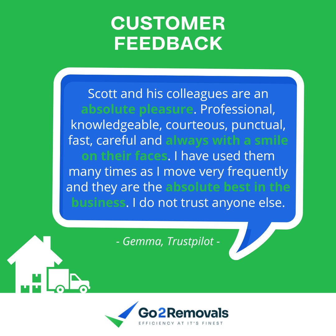 Go2Removals's tweet photo. ⭐ LATEST REVIEW ⭐

We take pride in providing the best possible customer service with a smile, so this review sure brought one to our faces! 😁 Thanks Gemma, we really appreciate it, and we can't wait to work with you again. 🙌 https://t.co/jtZbkXEzpC https://t.co/FcgDwqe87g