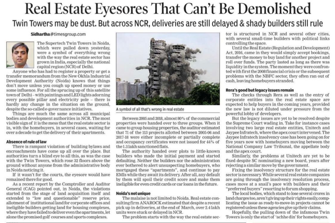 Modiji it seems UP Govt is unable to handle this decade long rot in noida real estate. A powerful action to demolish corruption in noida real estate is long overdue from you. Don’t you want to fulfill your promises to #CheatedHomeBuyers ? @PMOIndia @myogiadityanath @Realty_Et