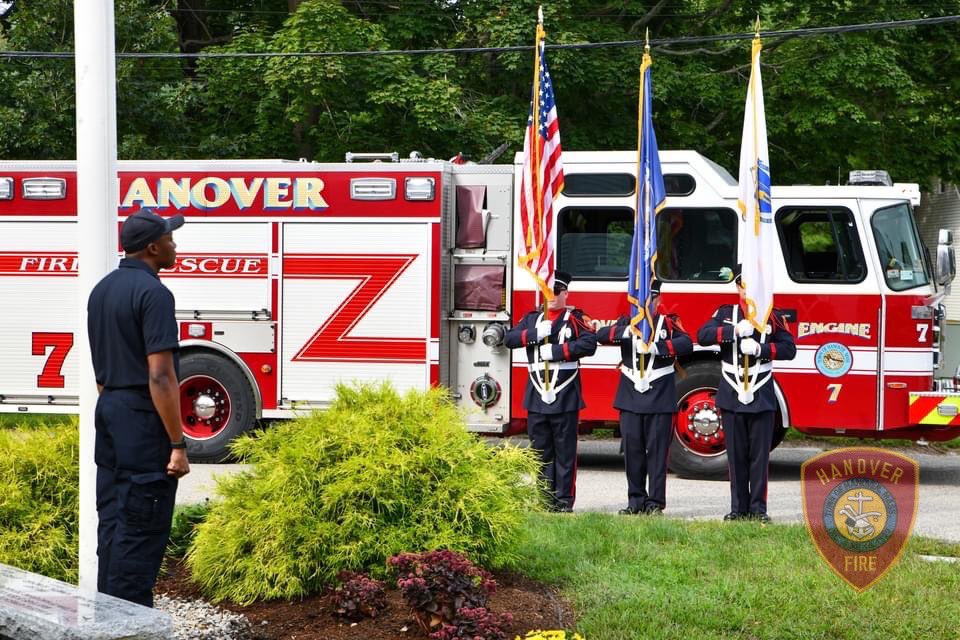 HanoverFire's tweet photo. Hanover Firefighters took time this morning to honor the 415 emergency personnel, including the 343 FDNY Firefighters, who made the ultimate sacrifice 21 years ago.  We pledged then, and continue to pledge now, that we will never forget them. #NeverForget #NeverForget911 https://t.co/mi1JTMXV19