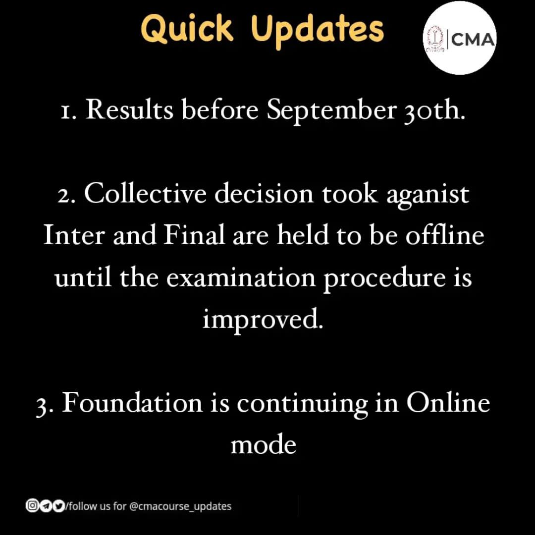 cmacourseupdate's tweet image. Updates regarding CMA upcoming Examinations