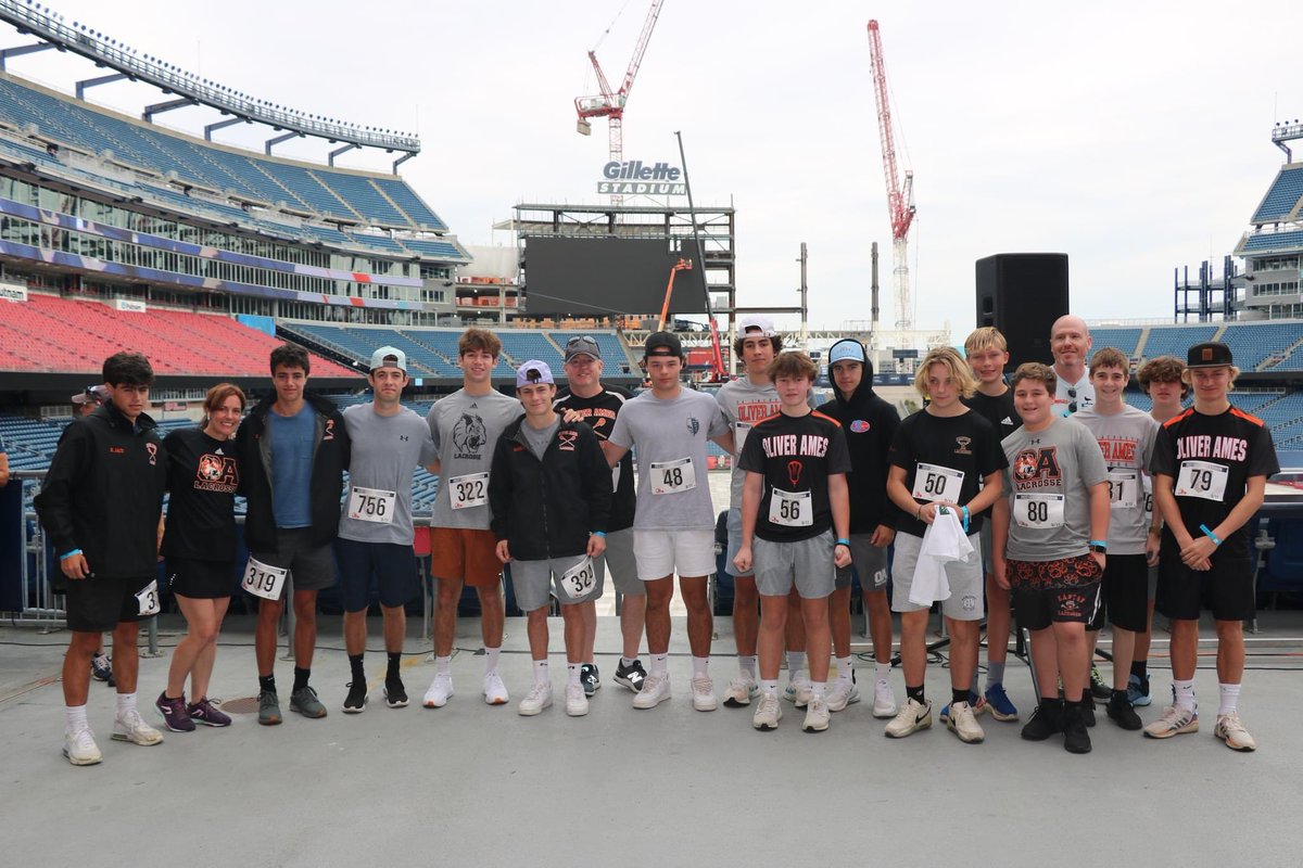 Proud coach moment as <a href="/oahslacrosse/">Oliver Ames Lacrosse</a> climbed stairs at Gillette.  Good portion of the players in the program show up on a Sunday morning during the off-season to give back.  Really special to hear from last years recipient!  All on 9/11.  <a href="/TU4Community/">Team Up 4 Community</a> <a href="/OATigers/">Oliver Ames High School</a> <a href="/OAHSTigersports/">Oliver Ames Athletics</a>