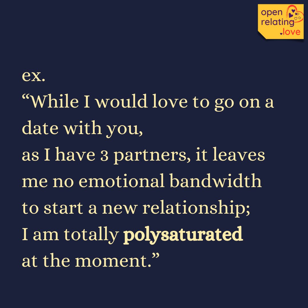 openrelating's tweet photo. The A-Z of Expansive Relationships: #Polysaturated
The state of emotional fullness in the existing Polyamorous relationships you have, or of having no more time/energy for additional relationships. https://t.co/dbmnDTmmX6