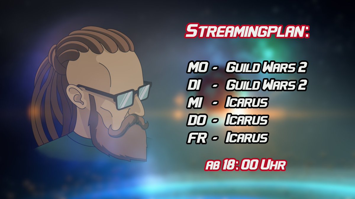 SpaceGoatOne's tweet photo. Hier der Streamingplan für die kommende Woche:
#Twitch #Streamingplan #Games #Icarus #GW2 #SpaceGoatOne https://t.co/5MUeCMasuZ