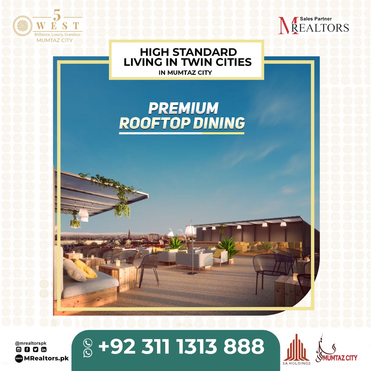 mrealtorspk's tweet photo. The latest development by #SAHoldings, #5West, features a well-equipped rooftop gym and restaurant. The construction work on the project is at full pace and will be completed soon. Schedule a visit with #MRealtors and inspect all of the work yourself.
Dial: +92 311 1313 888 https://t.co/Et957wIWpH