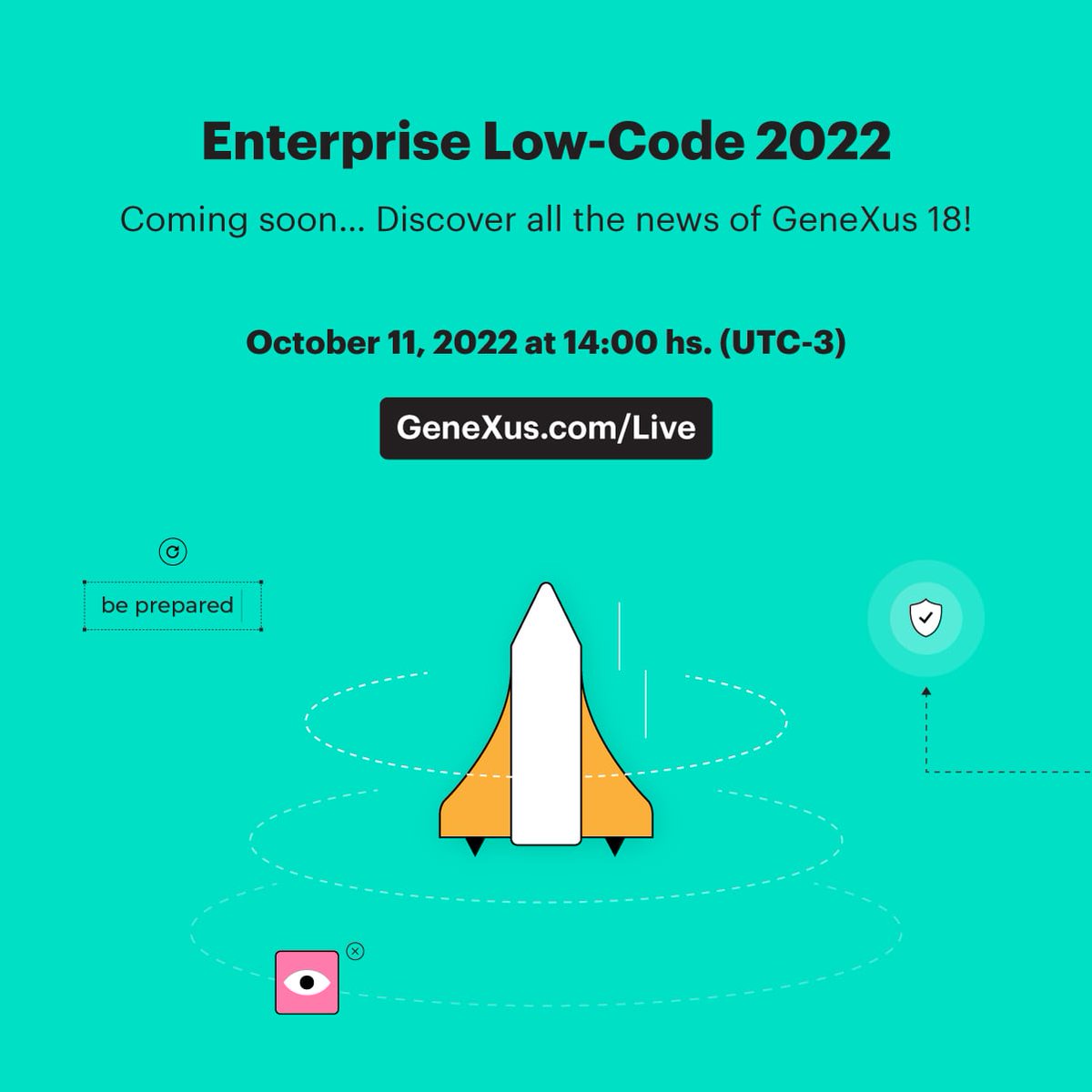 GeneXus's tweet image. 🚀 Enterprise Low-Code 2022 Countdown!
🚀 We take off with GeneXus on October 11.
🚀 GeneXus.com/live
🚀 Don't miss out!
#GeneXusLive #EnterpriseLowCode