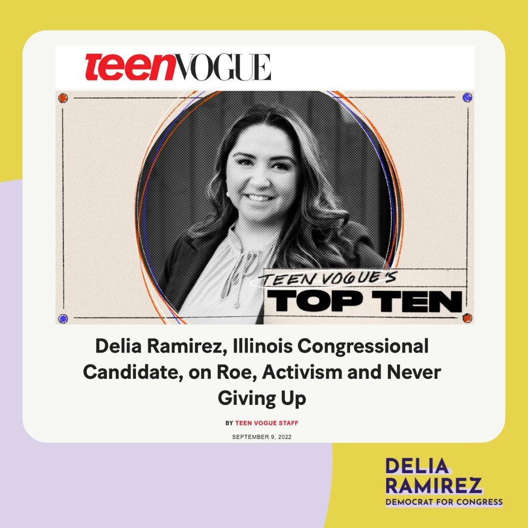 DeliaRamirezIL's tweet photo. "Change in our political system will not happen overnight. It is a system deeply rooted in structural inequality. Electoral wins are important, but real change won’t happen without the hard work of organizing."

Check out our feature in Teen Vogue!
https://t.co/vwXA7mU6Sa https://t.co/xQJVZpoi3n