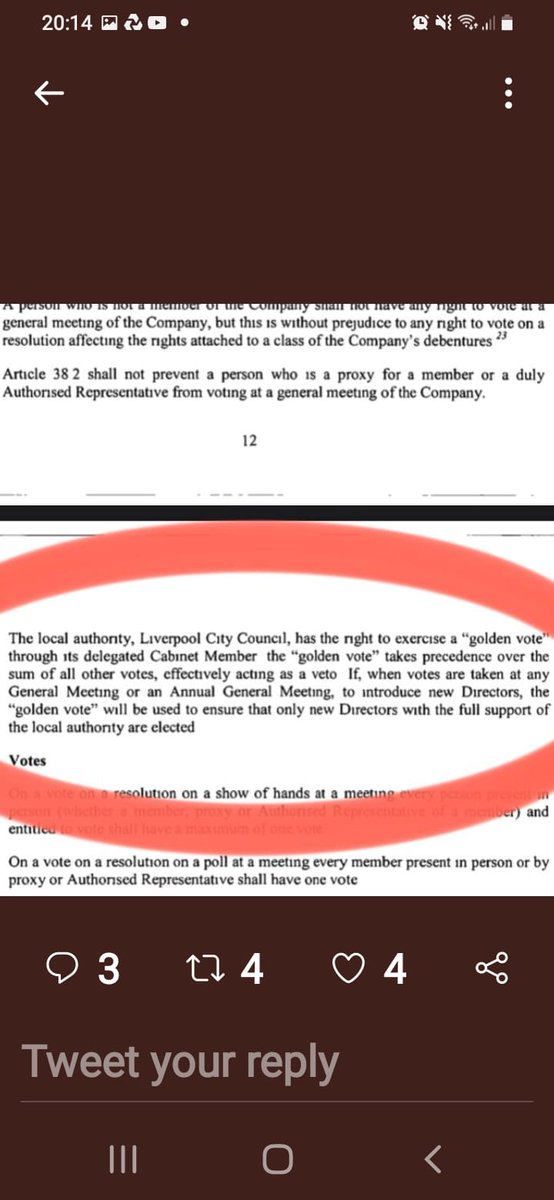 mygibbo's tweet photo. This is from the Articles of Association of the Beautiful Ideas co, the subject of a Liverpool Labour report and a @lpoolcouncil internal audit investigation.
Who held this golden vote?
#timefortransparency https://t.co/gNfqipqOtS