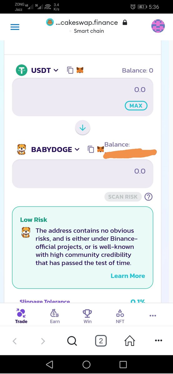 Wooow <a href="/babydoge/"></a> The address contains no obvious risk💓💓💓 go and scan risk on @pancakeswap 💗💗💗#BabyDogeArmy is great community always 💞💞💞#cz_binance