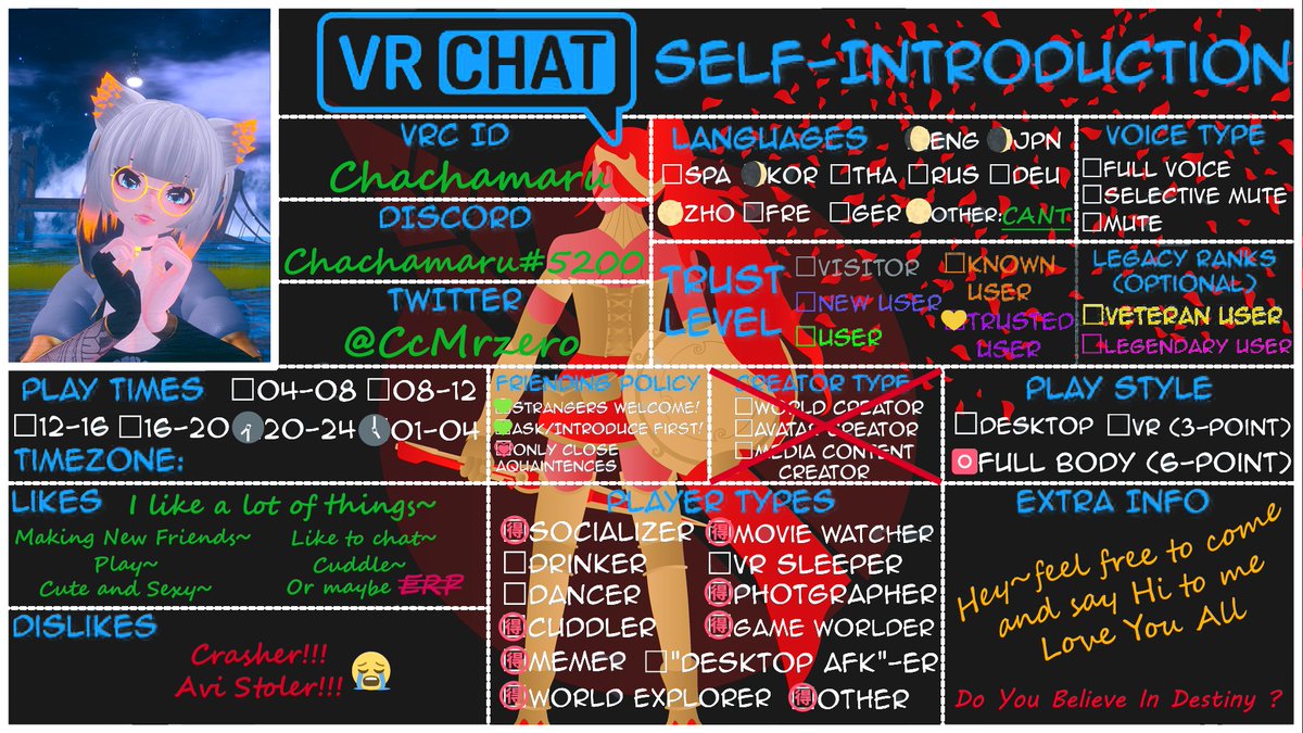 CcMrzero's tweet image. 我好像搞砸了~www~弄得有点乱
#VRChat自己紹介 #VRChat자기소개서 #VRChatSelf_introduction