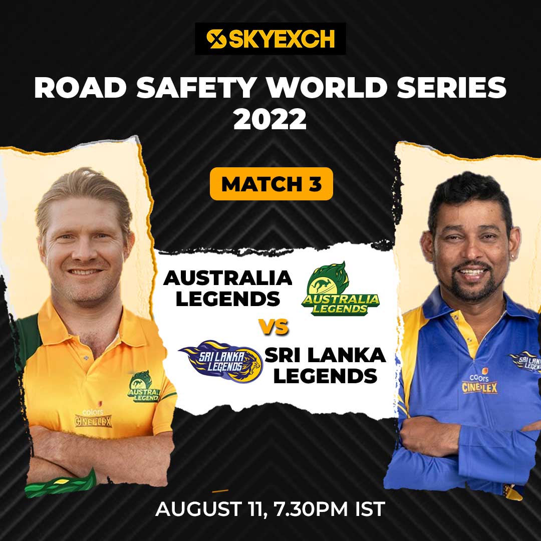 Australia Legends vs Sri Lanka Legends are all set to play the 3rd match of Road Safety World Series 2022.

#LegendsLeagueCricket #BhilwaraGroup #SkyExchCricket #T20Cricket #SachinTendulkar #SouthAfricaLegends #IndiaLegends #skyexch #AustraliaLegends #SriLankaLegends