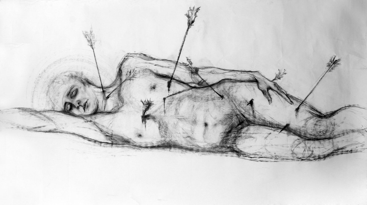 lamonatorg's tweet photo. "Saint Sebastian" by me.
200x60cm, charcoal on paper, 2017. https://t.co/7SOFTeECgg