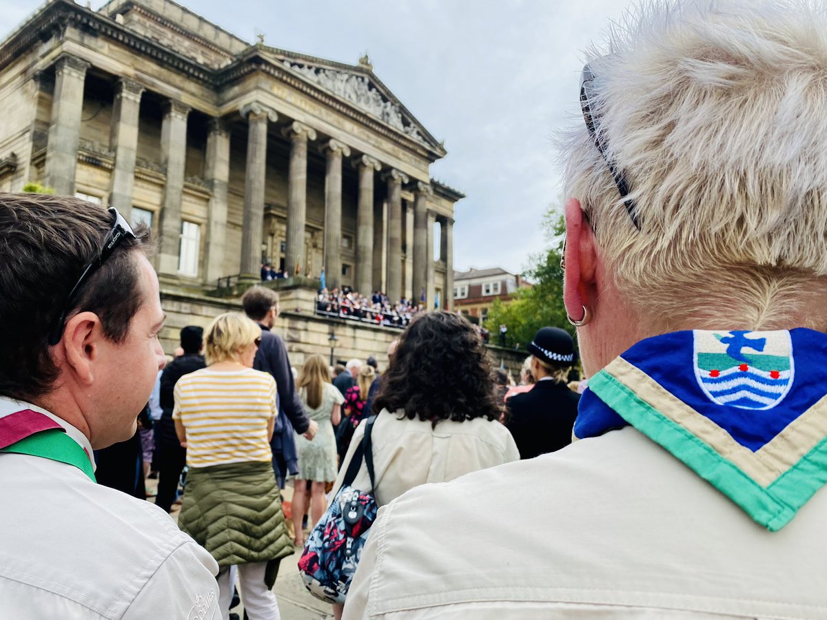 WestLancsScouts's tweet photo. Brilliant turn out from all out districts at todays landmark moment. The proclamation of HM King Charles III https://t.co/98hCKHPBnr