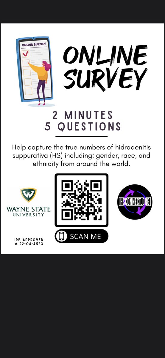 To all patients with #HidradenitisSuppurativa here is a very short survey study.  To doctors, please share with your patients.