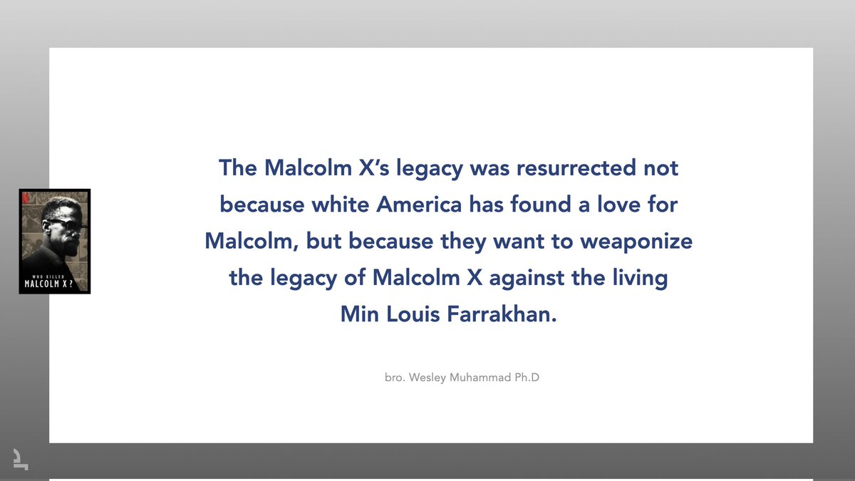 david04mu's tweet photo. "Malcolm X's legacy was resurrected not because white America has found a love for Malcolm, but because they want to weaponize the legacy of Malcolm X against the living Louis Farrakhan."
#WesleyMuhammad
#BlackTwitter
#COINTELPRO
#Farrakhan
https://t.co/MpSAS2BoV0 https://t.co/m3eFgVBezK
