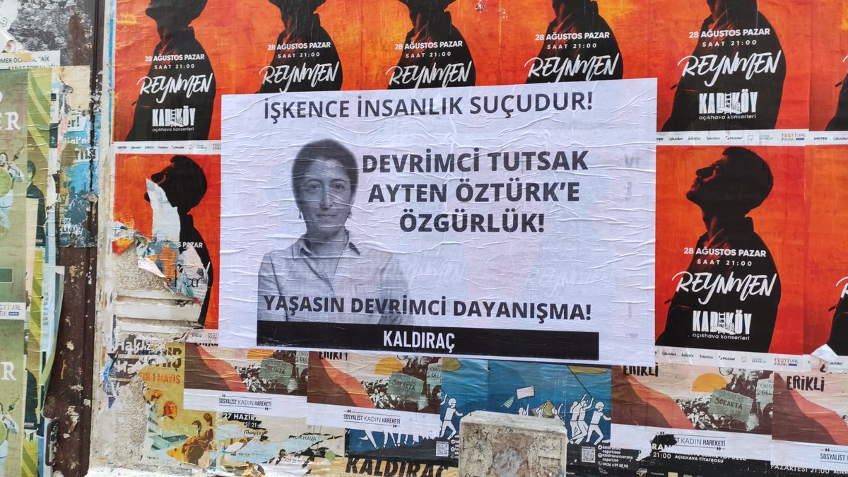 📍Kadıköy Ayten Öztürk Ankara'da 6 ay işkence gördü, 3.5 yıl tutsak edildi, bir itirafçının yalanlarıyla 2 kez ağırlaştırılmış müebbet cezası aldı ve şu an ev hapsinde tutuluyor. Adaleti getirecek olan bizleriz, devrimcileriz! Ayten Öztürk serbest bırakılsın!