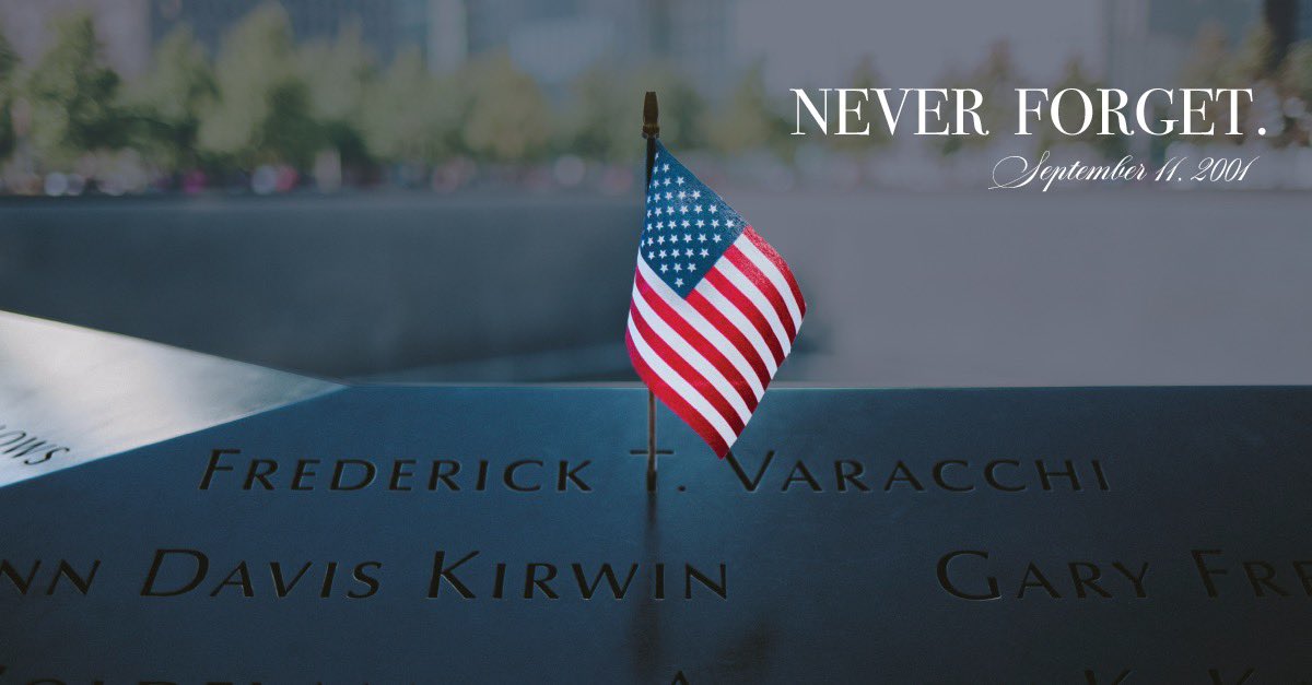 Mike_Pence's tweet photo. Today as a Nation we pause to Reflect, Remember, and Never Forget the 2,977 who were tragically lost on 9/11/01. Their memory and the memory of every hero forged that day will live on in the hearts of every American forever. God Bless Them All and God Bless America. #NeverForget https://t.co/24jFfGAqM7