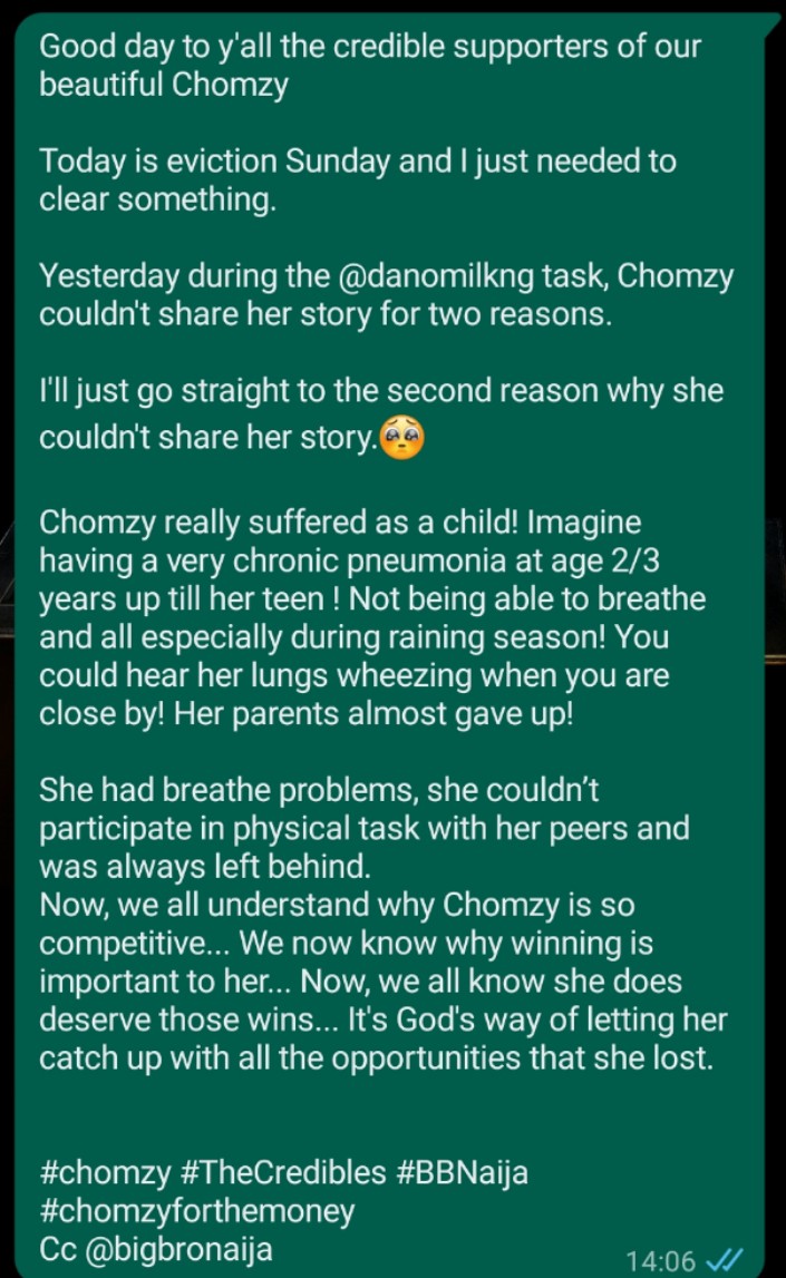 TheChomzy's tweet photo. The Credibles Supporters Of Chomzy
Please Read Through.🥺
#chomzy #thecredibles #BBNaija 
@BBNaija #chomzyforthemoney https://t.co/923THMZ1jo