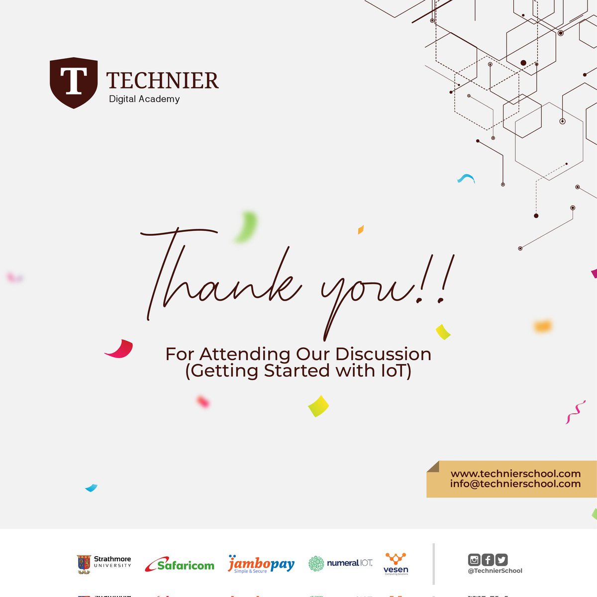 TechnierSchool's tweet photo. It was great to see you after so much time. Thank you for showing up and making the event even more awesome.
#IotWithTechnier #technier #iotrevolution https://t.co/OKka5VqVuB