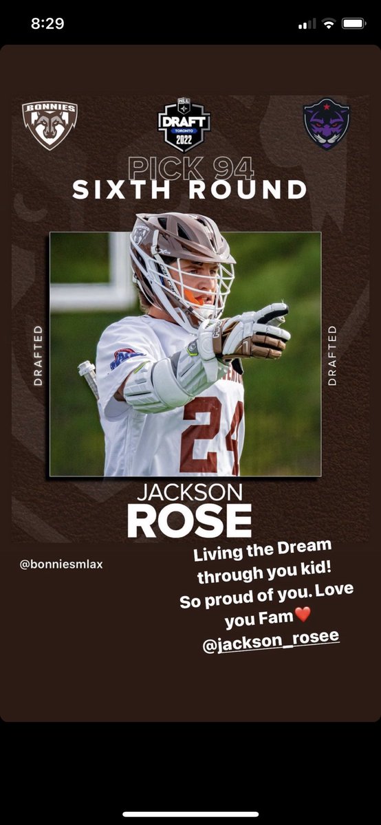 A first for an LT alumni.  congrats Jackson Rose on being drafted by the NLL professional lacrosse league.