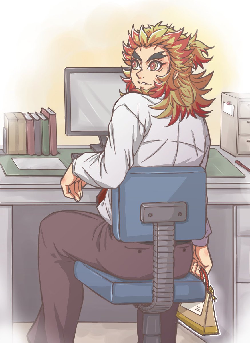 ぴろ吉さんがTwitterに投稿した煉獄杏寿郎(鬼滅の刃)のイラスト。