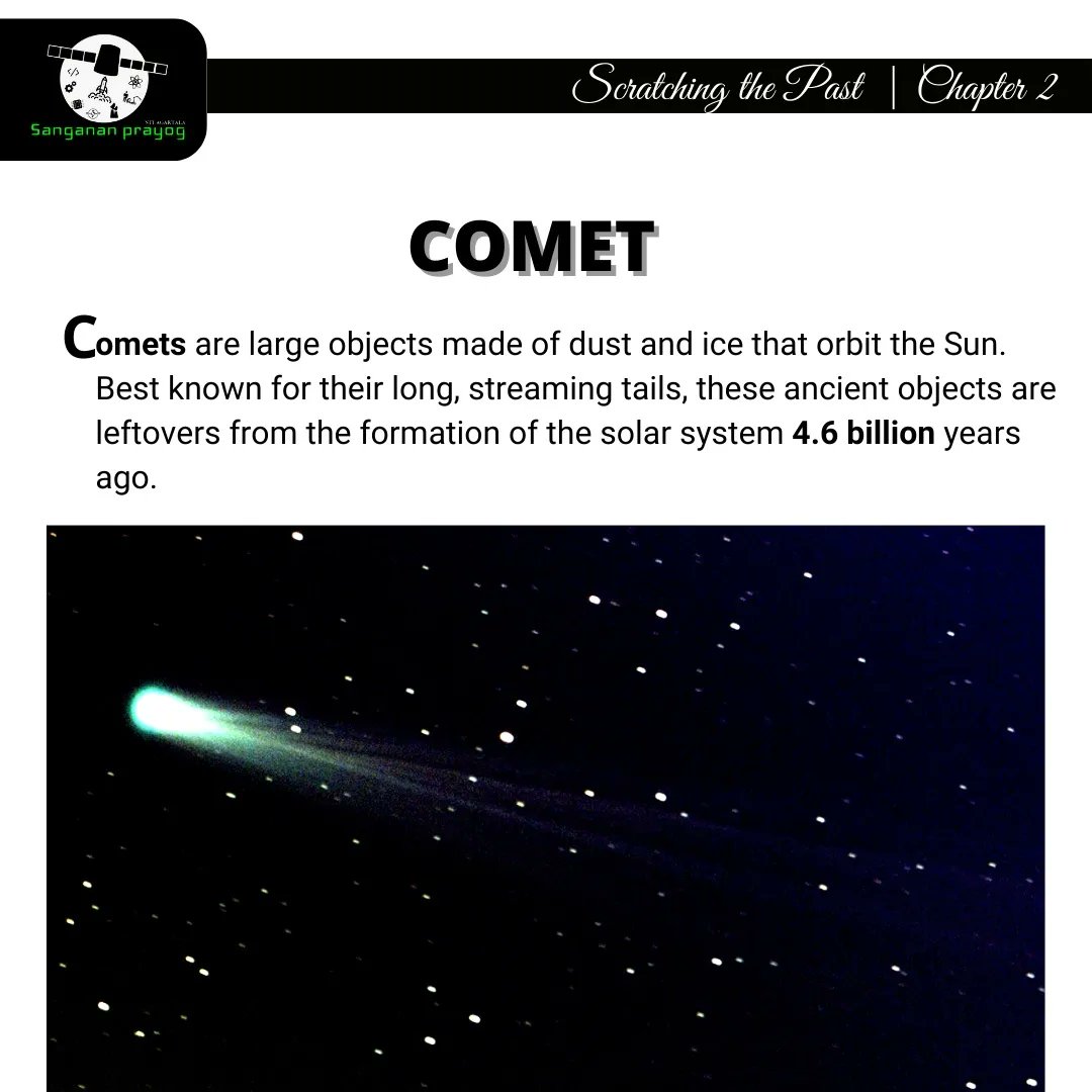 PrayogSanganan's tweet photo. Next up! Ever heard of a special comet called "Alcohol spewing" comet. In this episode of Scratching the Past you will get some basic info about a comet and some fascinating features about stunning comets.

Writer : Anchal Tirkey(2020-2024)
Editor : Umesh Anand Gupta (2020-2024) https://t.co/5Nq0R9tQv9