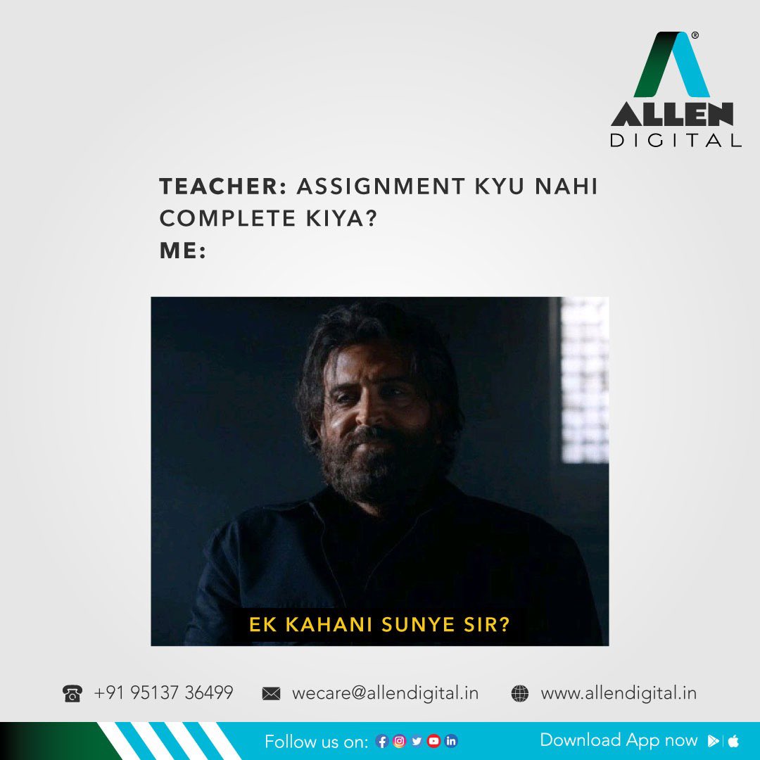 ALLENDigital_In's tweet photo. Relatable? π
.
.
.
#allendigitalclasses #allendigital #onlineclasses #onlinestudy #studymotivation #students #studentmemes #education #onlineeducation #educationalmemes #studentmeme https://t.co/nXywSwIVrz