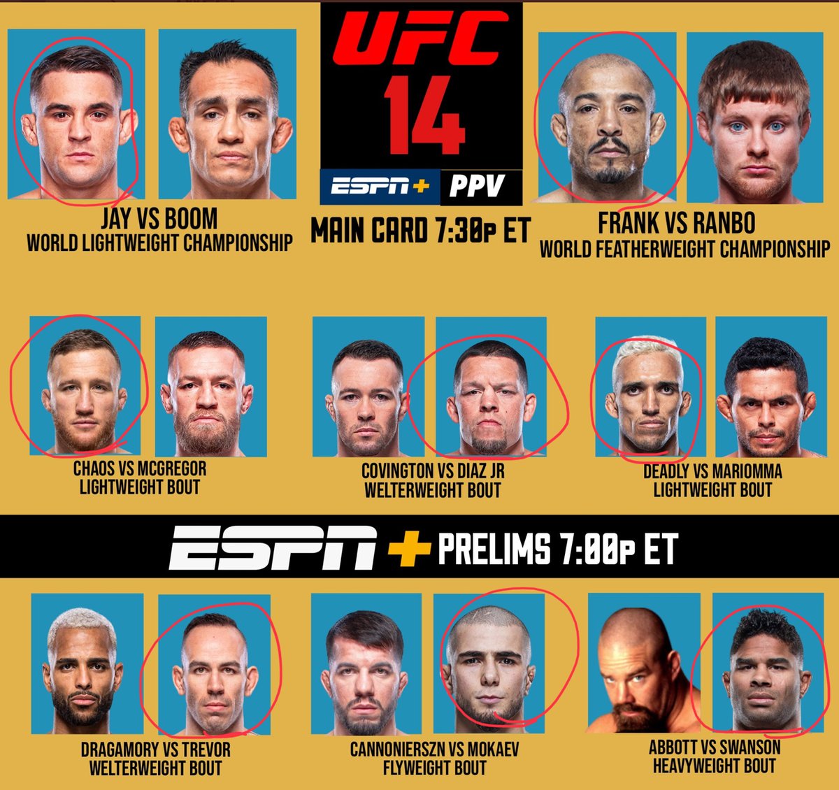 jackffc_'s tweet photo. @MMA__Sim @DiamondMMA_ @TheCutManMMA @FrNzK2 @RanboGG My picks for #UFC14 https://t.co/8FTCJ7oIhm