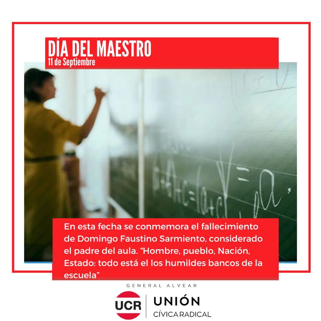 AlvearGral's tweet photo. Hoy queremos saludar a todos los docentes en su día! 
Gracias por el aporte diario a la educación! 😉 https://t.co/7qw9xO54TE
