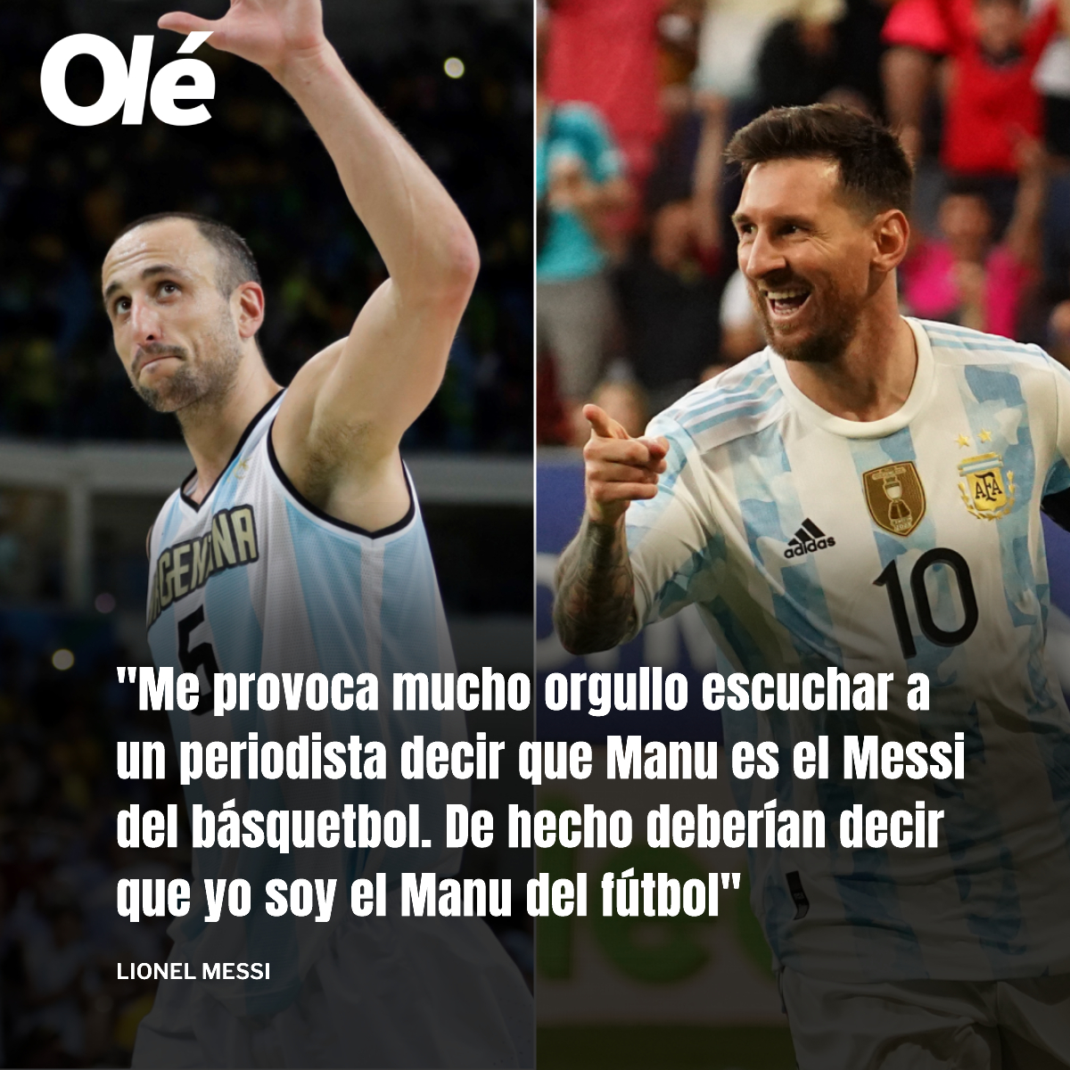 🇦🇷👏🏻 El TREMENDO elogio de Messi para Ginobili 

🏅🗣️ Durante la ceremonia del Salón de la Fama de la NBA, mostraron un mensaje de Leo dedicado al Manu