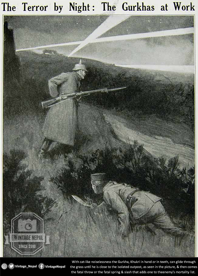 Vintage_Nepal's tweet photo. The terror by night: The Gurkhas at work

Gurkhas against the Germans in Marseilles, France (Read caption)

World war I (1914-18 AD) | From 'The War Illustrated' 7-Nov, 1914 @Vintage_Nepal https://t.co/mEM014e0D2