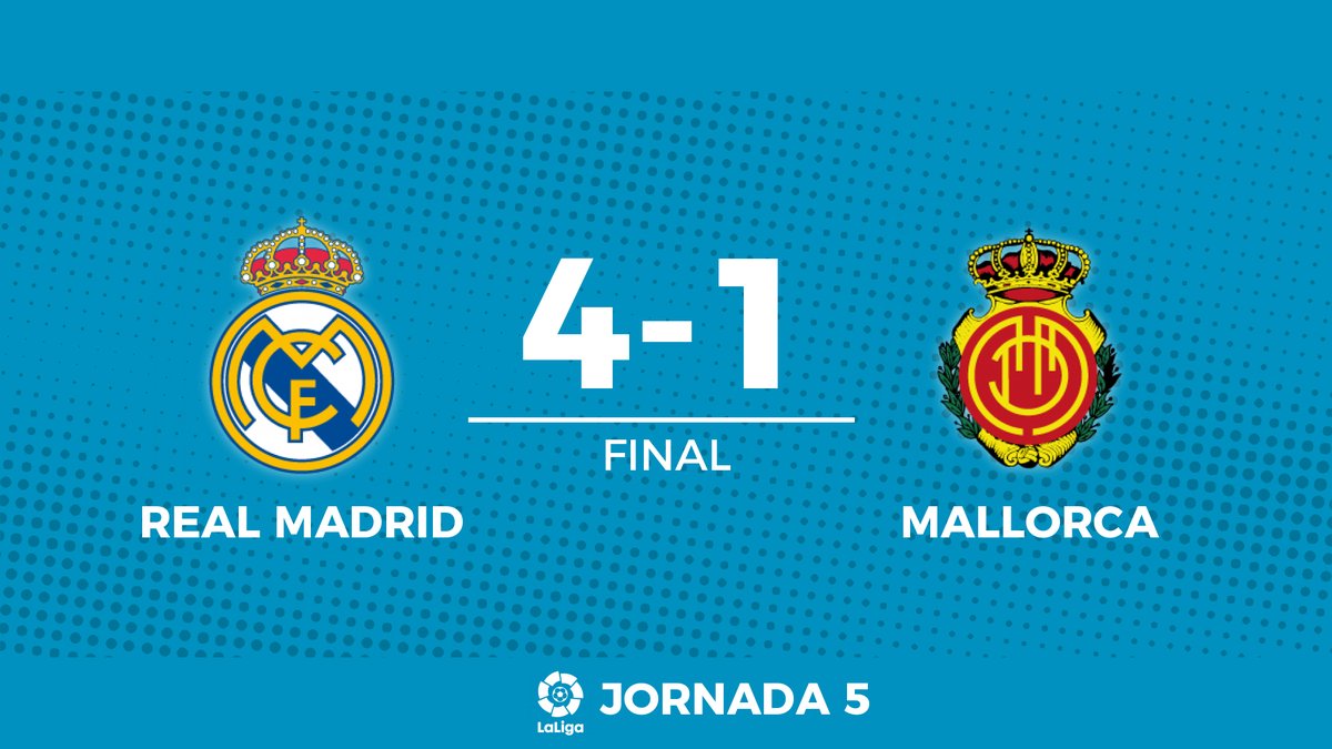 elbernabeucom's tweet photo. ⏰ FINAL | @realmadrid 4-1 @RCD_Mallorca #RealMadridMallorca
⚽ 45+' VALVERDE, 72' VINICIUS, 88' RODRYGO, 90+' RÜDIGER; 35' MURIQI https://t.co/EWY9kSVkHs https://t.co/oqhW1UIPW3