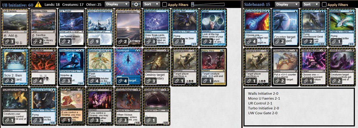 Yesterday I scored a 5-0 in a League with <a href="/Beicodegeia/">Carlos Roger</a>'s UB Turbo Initiative and today I finished 3rd in the <a href="/LPO_ita/">Lega Pauper Online</a> 's Cyberwar, qualifying for next week's Top 4, with <a href="/Mengu09/">Andrea Mengucci</a>'s Temur Initiative. Lists and Matchups below. Maybe this is a little bit premature to say, (1/7)